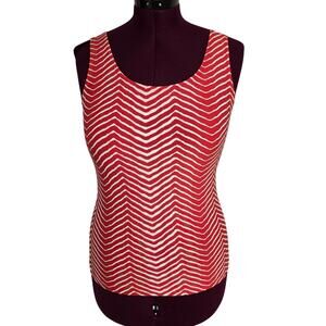 Women's Chico's Red & White Chevron Nylon Blend Camisole Tank | Size 0 (Small)